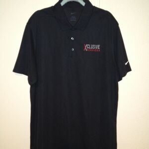 Nike Black Short Sleeve Polo Shirt Men's sz XL Tall Xclusive Services Logo. See